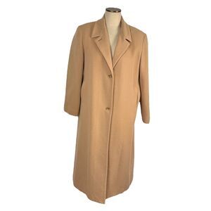 Vintage Harve Benard Camel Colored Overcoat Peacoat Wool Nylon Cashmere 14P Flaw